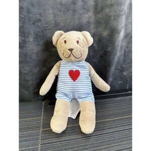 IKEA Fabler Bjorn Bear Plush 6” Red Heart Sailor Blue Stripes Stuffed Animal